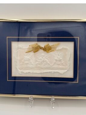Vintage Cupid Blind-Embossed Paper Art Custom Framed